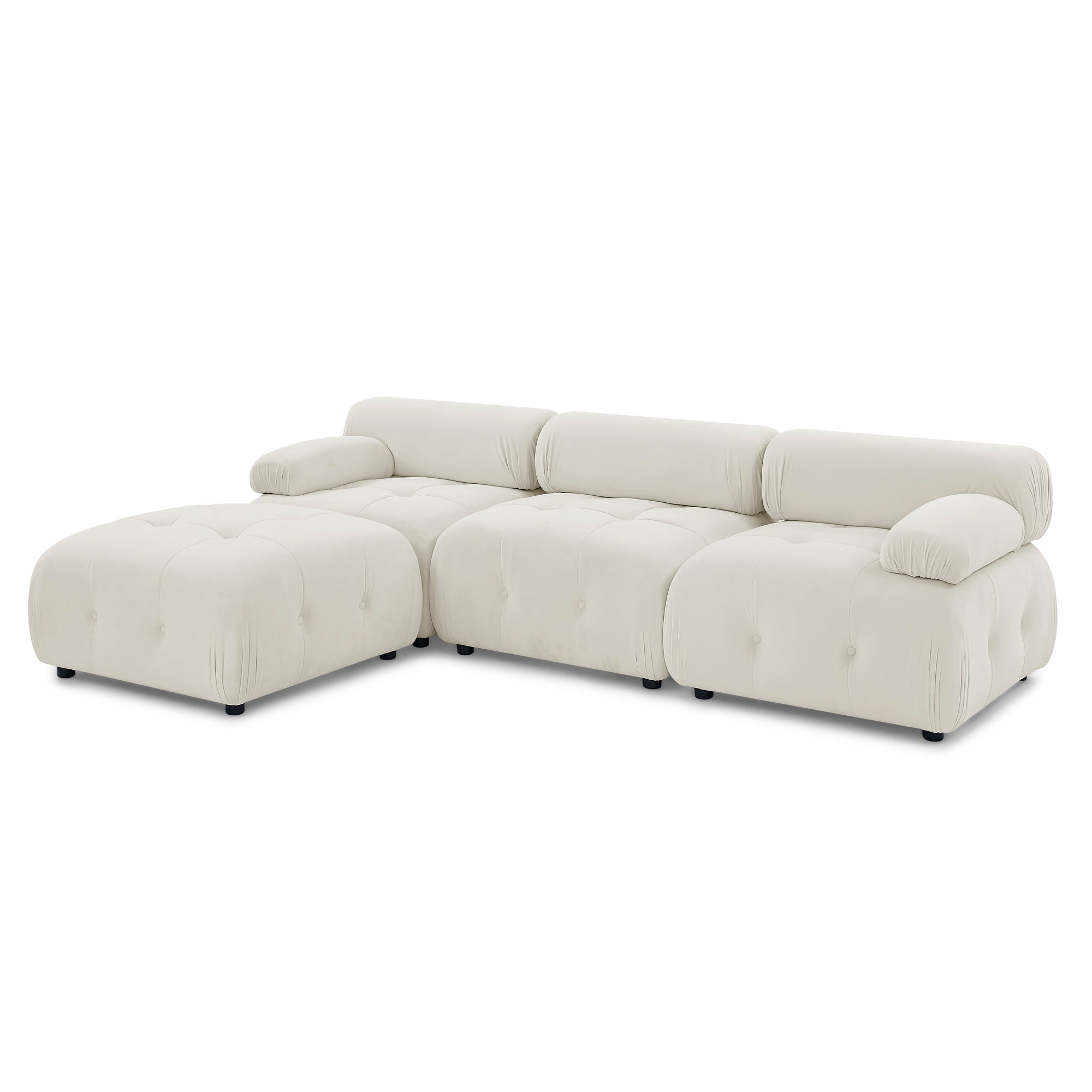 Modular Sectional Sofa, Button Tufted Designed and DIY Combination,L Shaped Couch with Reversible Ottoman - Beige Velvet