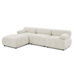 Modular Sectional Sofa, Button Tufted Designed and DIY Combination,L Shaped Couch with Reversible Ottoman - Beige Velvet