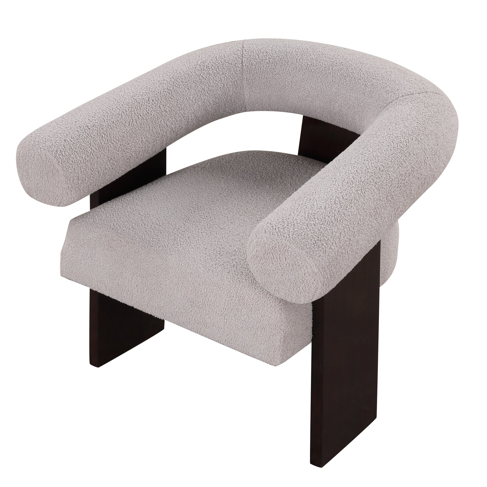 The Curved Wishbone Frame Accent Chair Teddy Velvet for Living Room - Light Gray