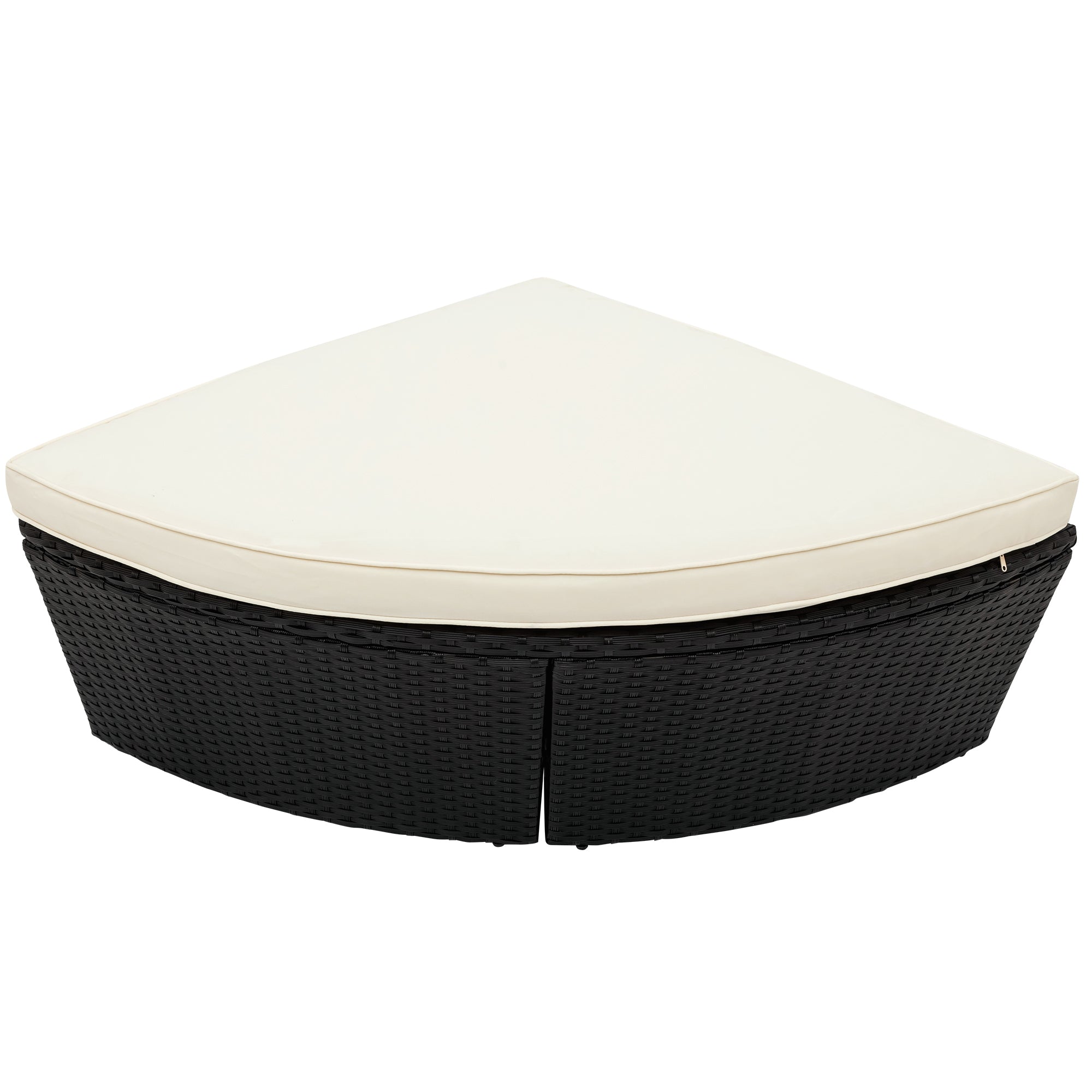 Outdoor Rattan Daybed Sunbed with Retractable Canopy Wicker - Beige