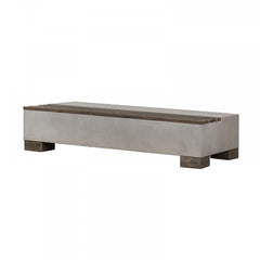 Modern Concrete & Acacia Rectangular Coffee Table - Grey Brown