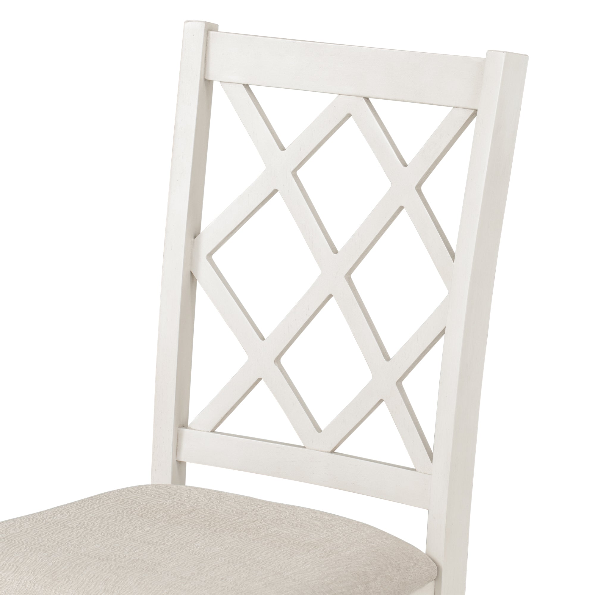 Solid Wood Upholstered Dining Chairs (Set of 4) - Beige