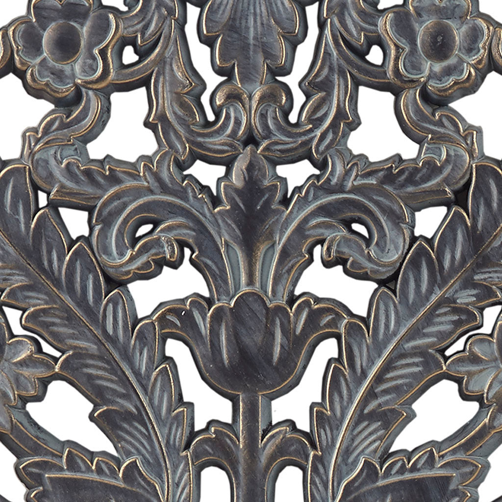Botanical Panel Distressed Carved Wood 2-piece Wall Decor Set - Antique Blue