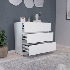 Austin Three Drawer Dresser, Pull Out Mechanism - White