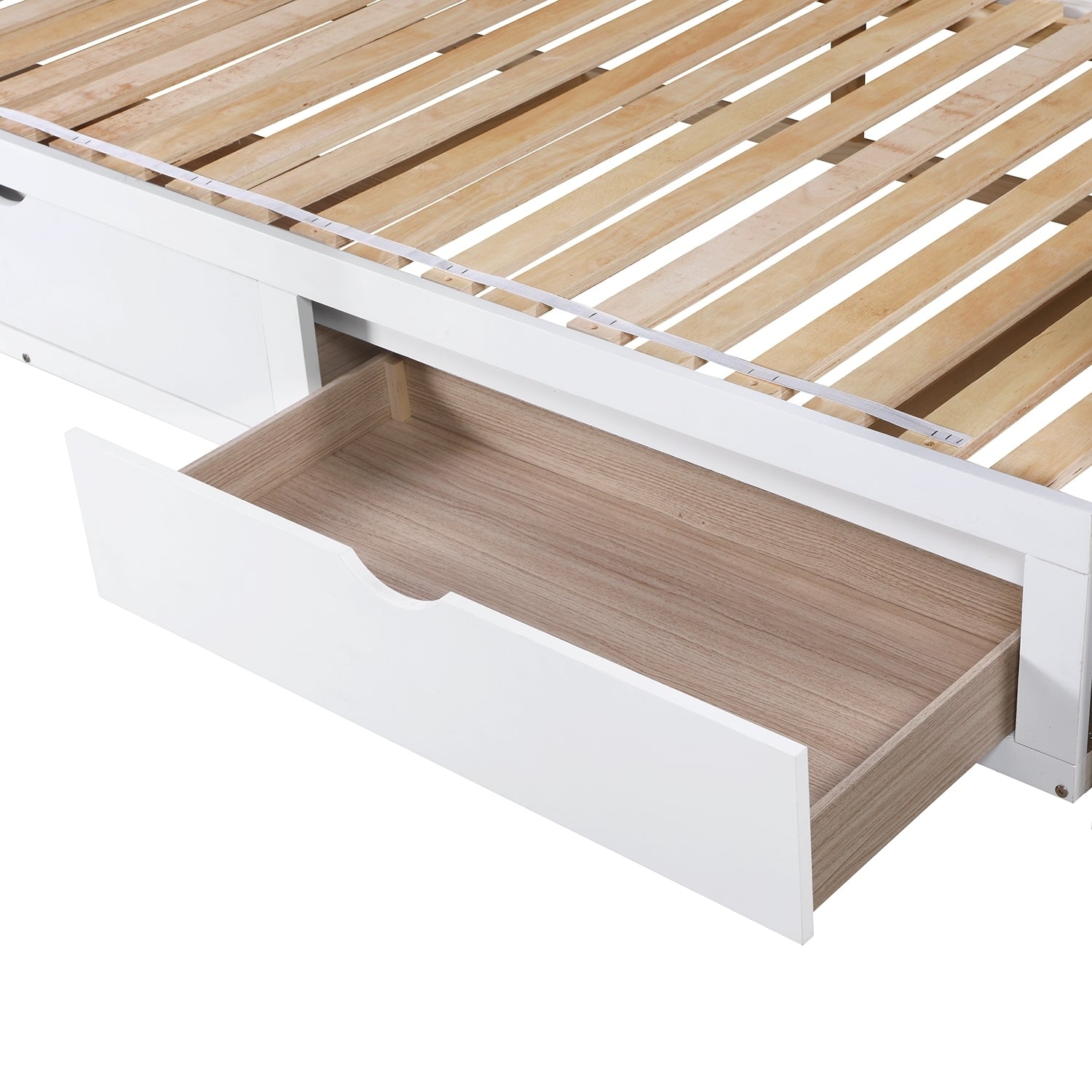 Extendable  Daybed with Trundle Bed and Two Storage Drawers - White