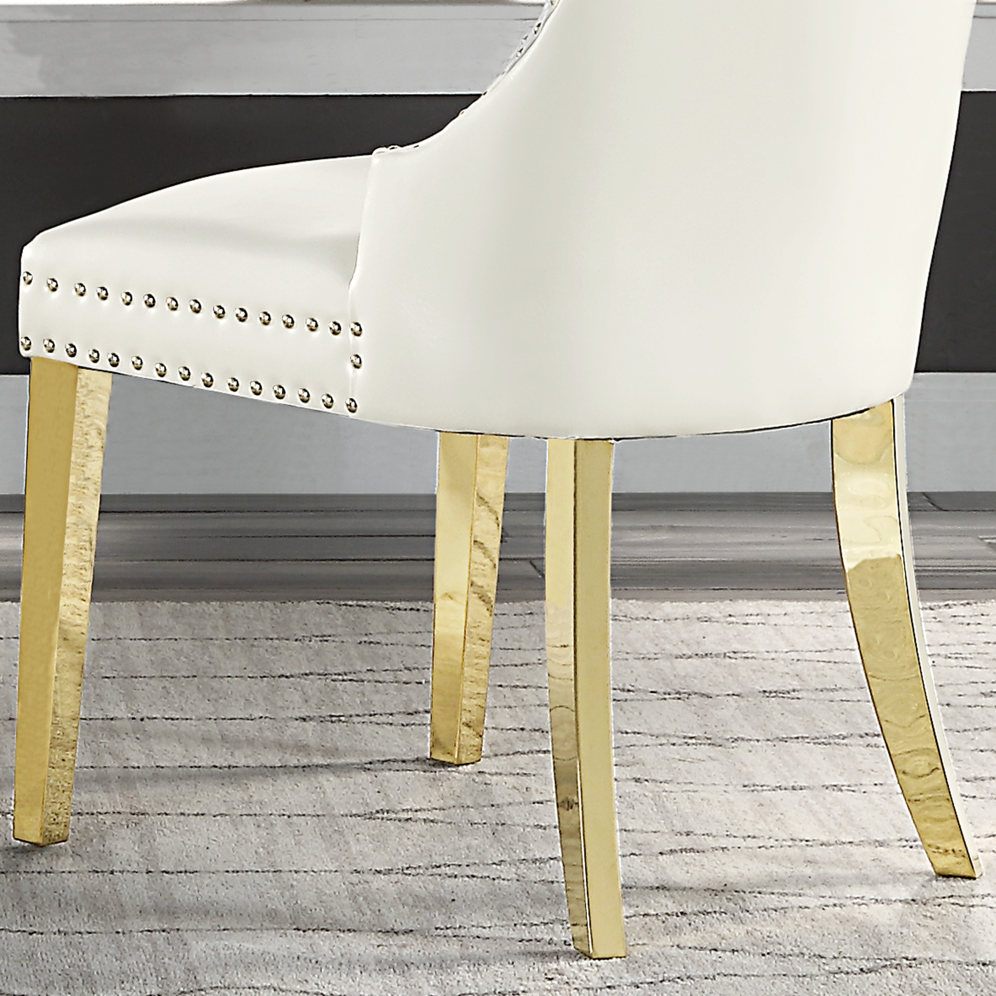 Modern Leatherette Dining Chairs II (Set of 2) - White and Gold