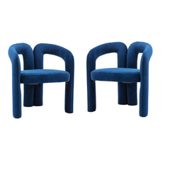Contemporary Designed  Fabric Upholstered Accent/Dining Chair /Barrel Side Chairs (Set of 2) - Navy