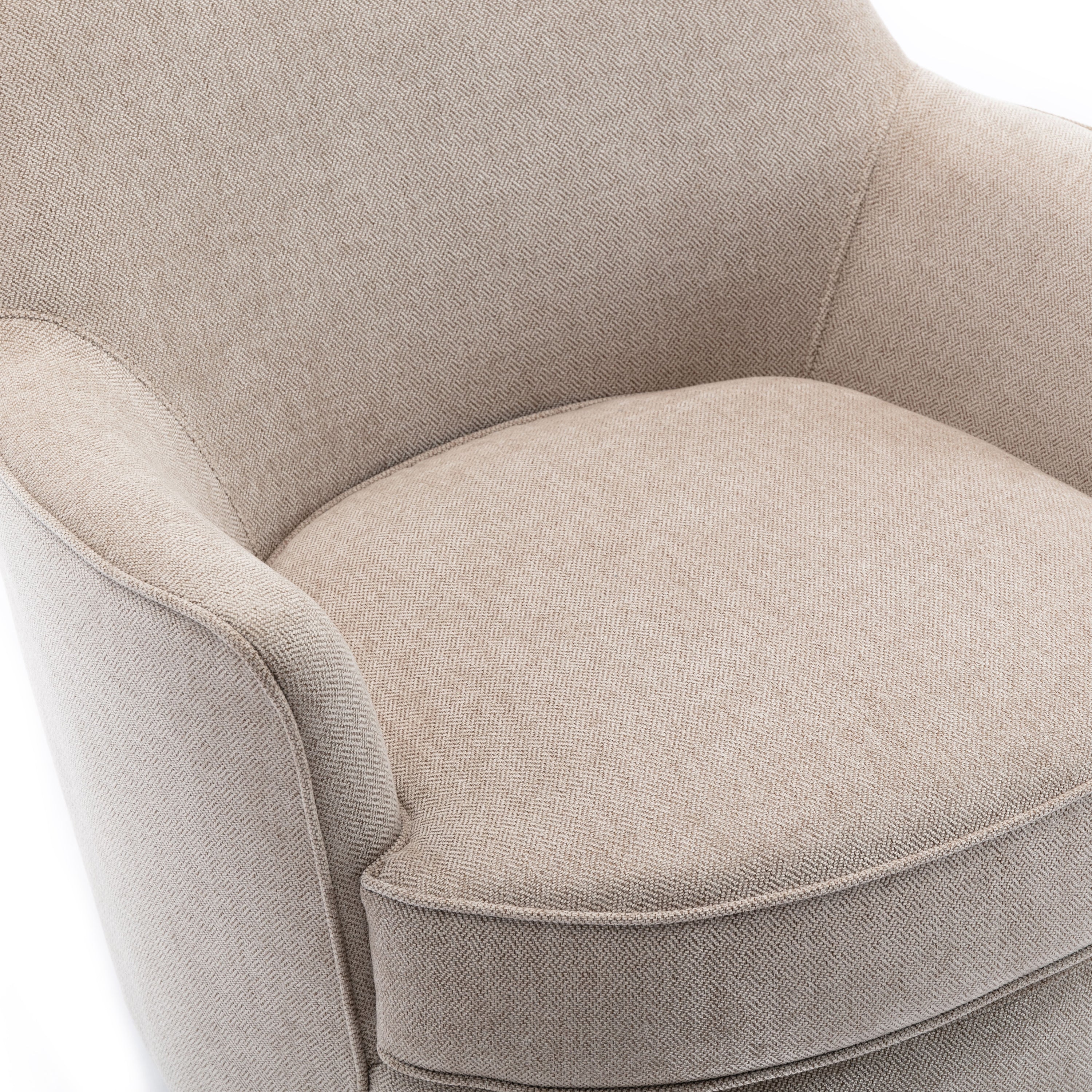 Oatmeal Wood Base Swivel Chair - Natural