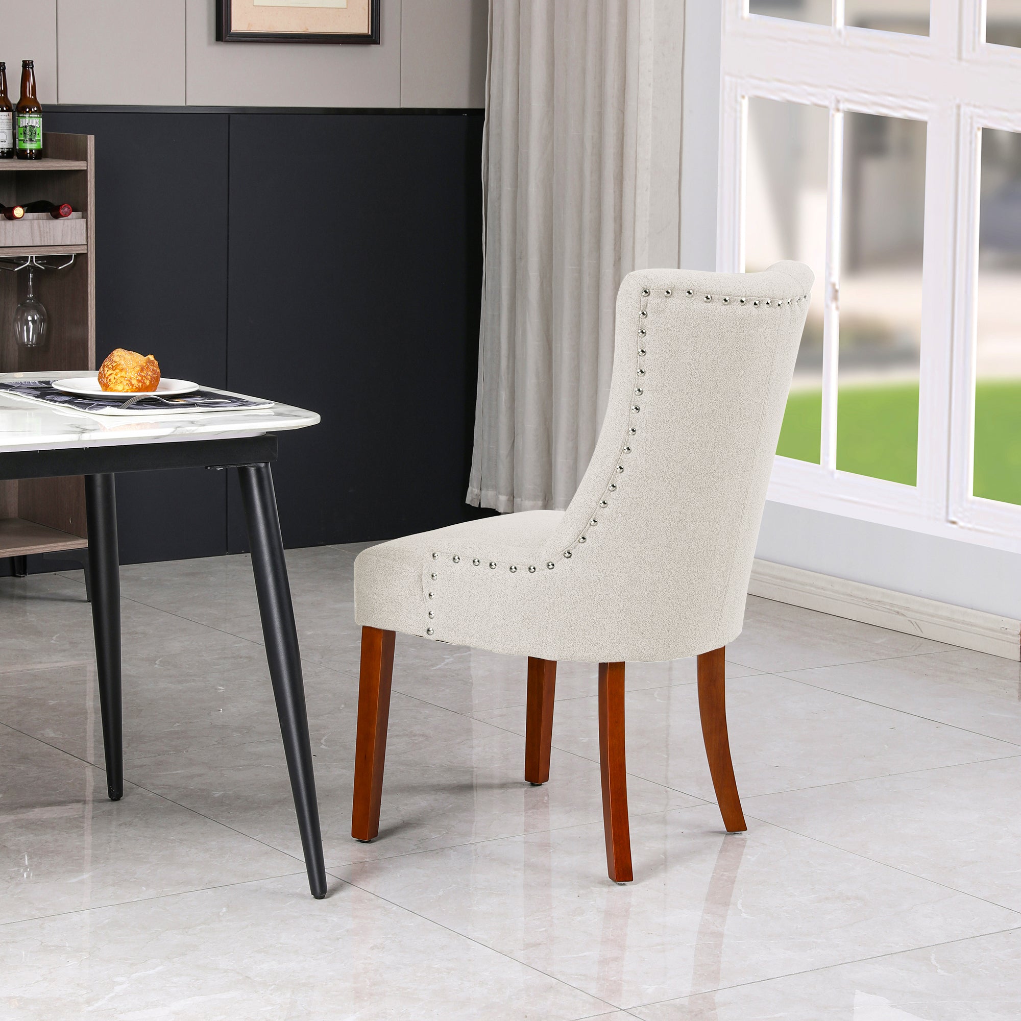 Modern Dining Chairs (Set of 2) - Cream White