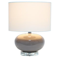 Modern Ceramic Table Lamp with White Fabric Shade - Grey