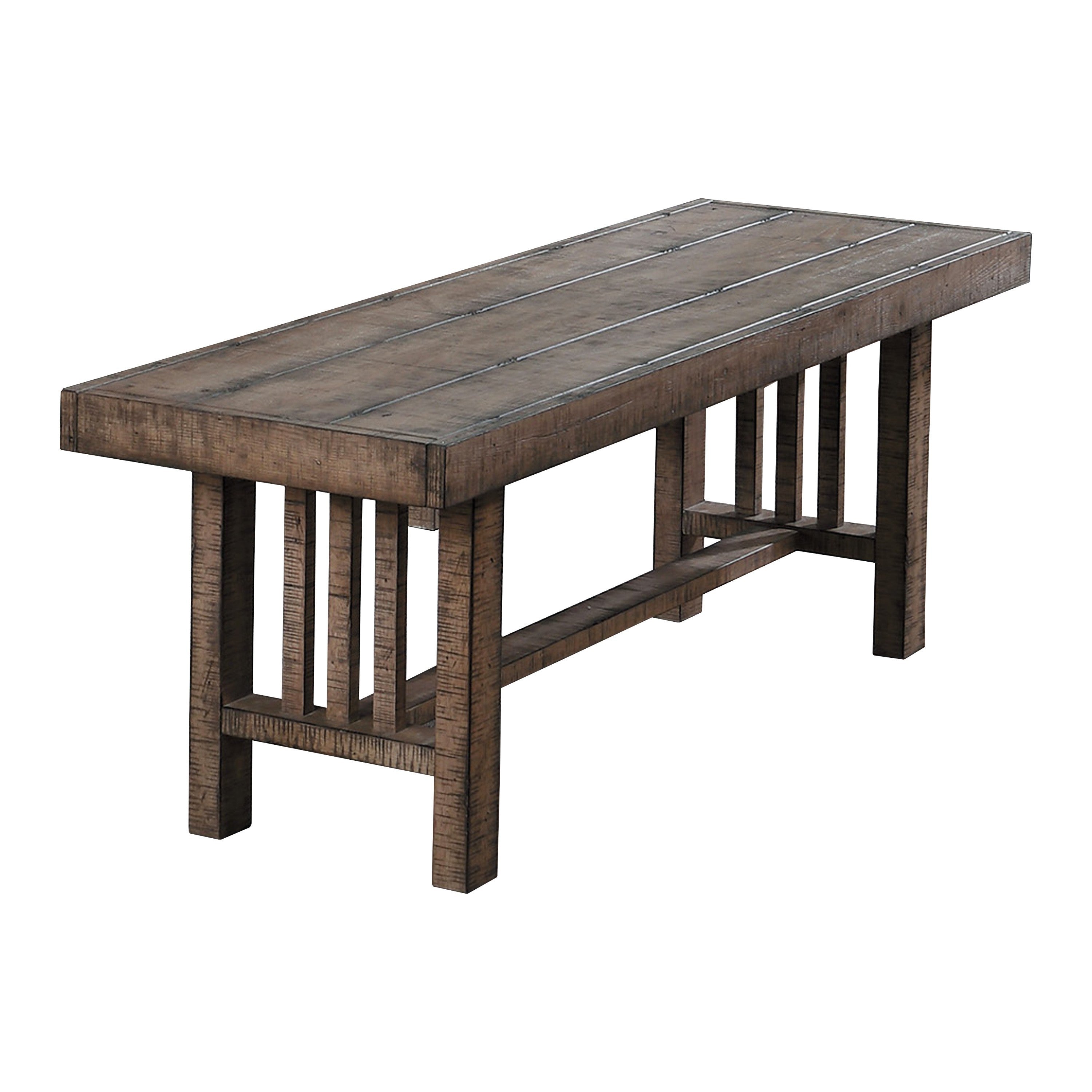 Rustic Design Bench Distressed Light Brown Finish Wooden Dining Furniture