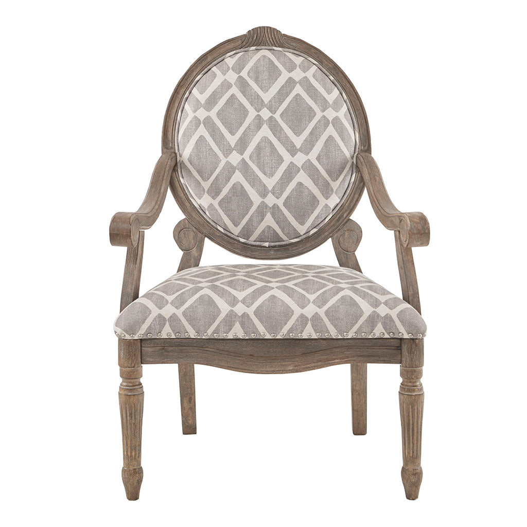 Brentwood Exposed Wood Arm Chair - Brown/ Grey