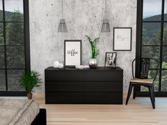 6-Drawer Rectangle Dresser - Black Wengue