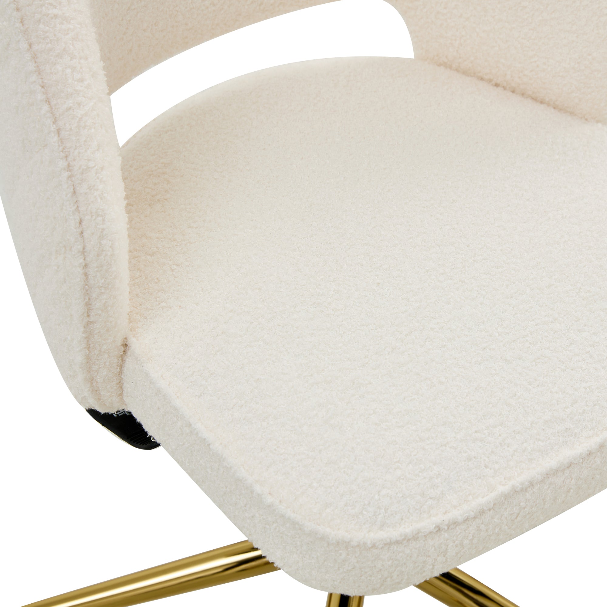 Modern Swivel Teddy Velvet Office Chairs, Adjustable 360 °- White