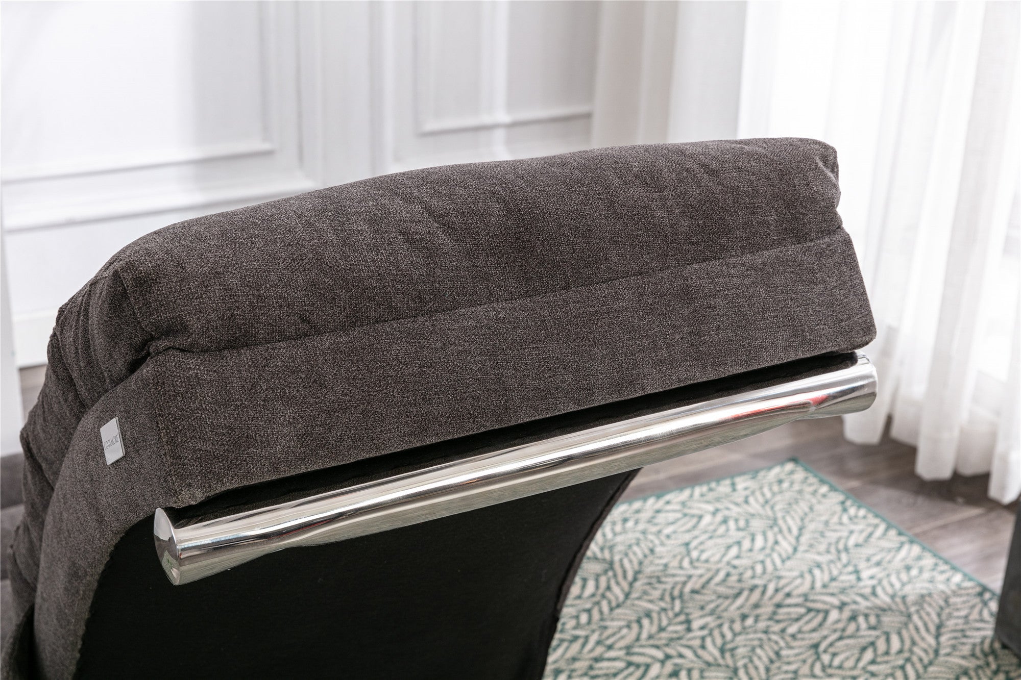 Linen Modern Long Lounger Chair - Dark Gray