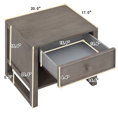 Wooden Nightstand with a Drawer and an Open Storage - Antique Gray