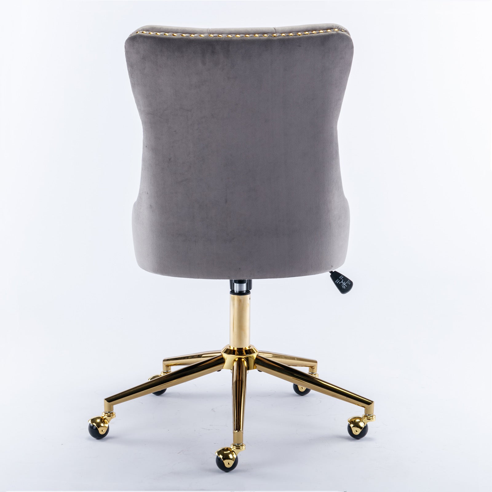 Velvet Upholstered Tufted Button Home Office Chair with Golden Metal Base - Grey