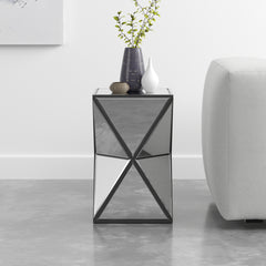 Mirrored End Table, Mirrored Nightstand, Silver Side Table