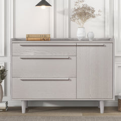 Modern Style Manufactured Wood 3-Drawer Dresser with Solid Wood Legs - Stone Gray
