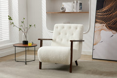 Wood Frame Modern Accent Chair Lounge Chair - White Teddy