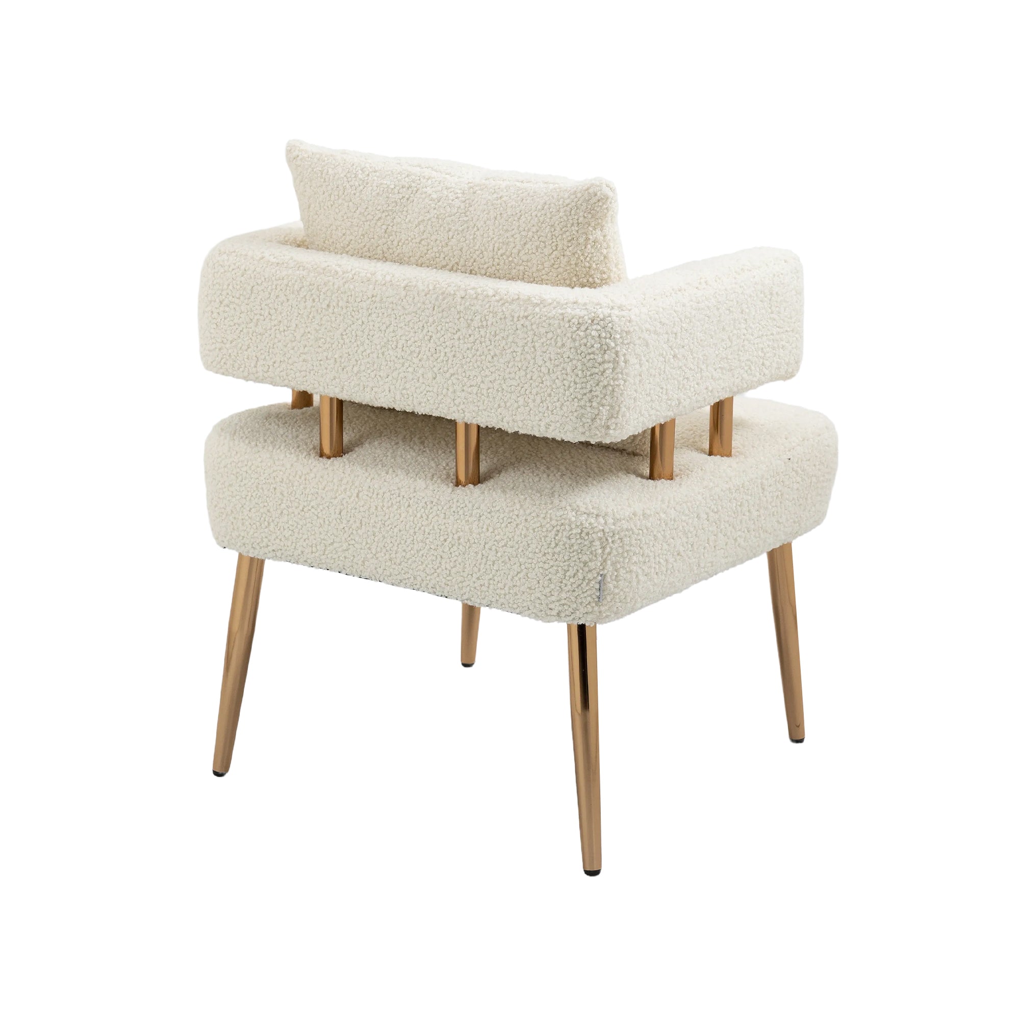Accent Chair with Golden Feet - White Teddy