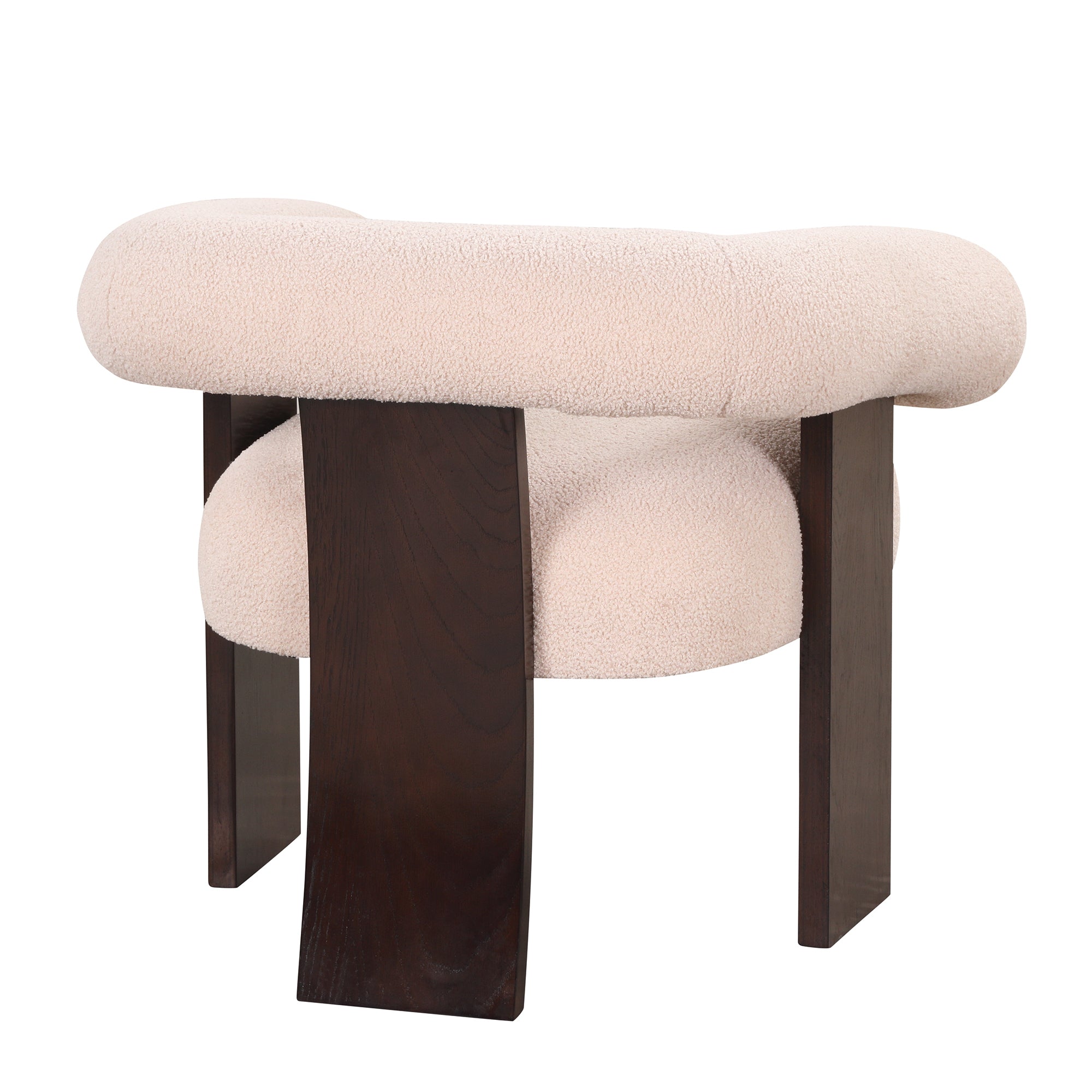 The Curved Wishbone Frame Accent Chair Teddy Velvet - Beige
