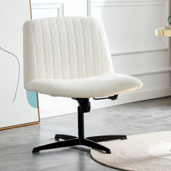 MAICOSY Swivel Home Office Desk Chairs Armless Adjustable 360 Velvet White Chair