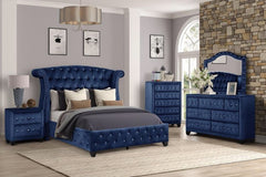 Elegant Queen Size Bed - Blue