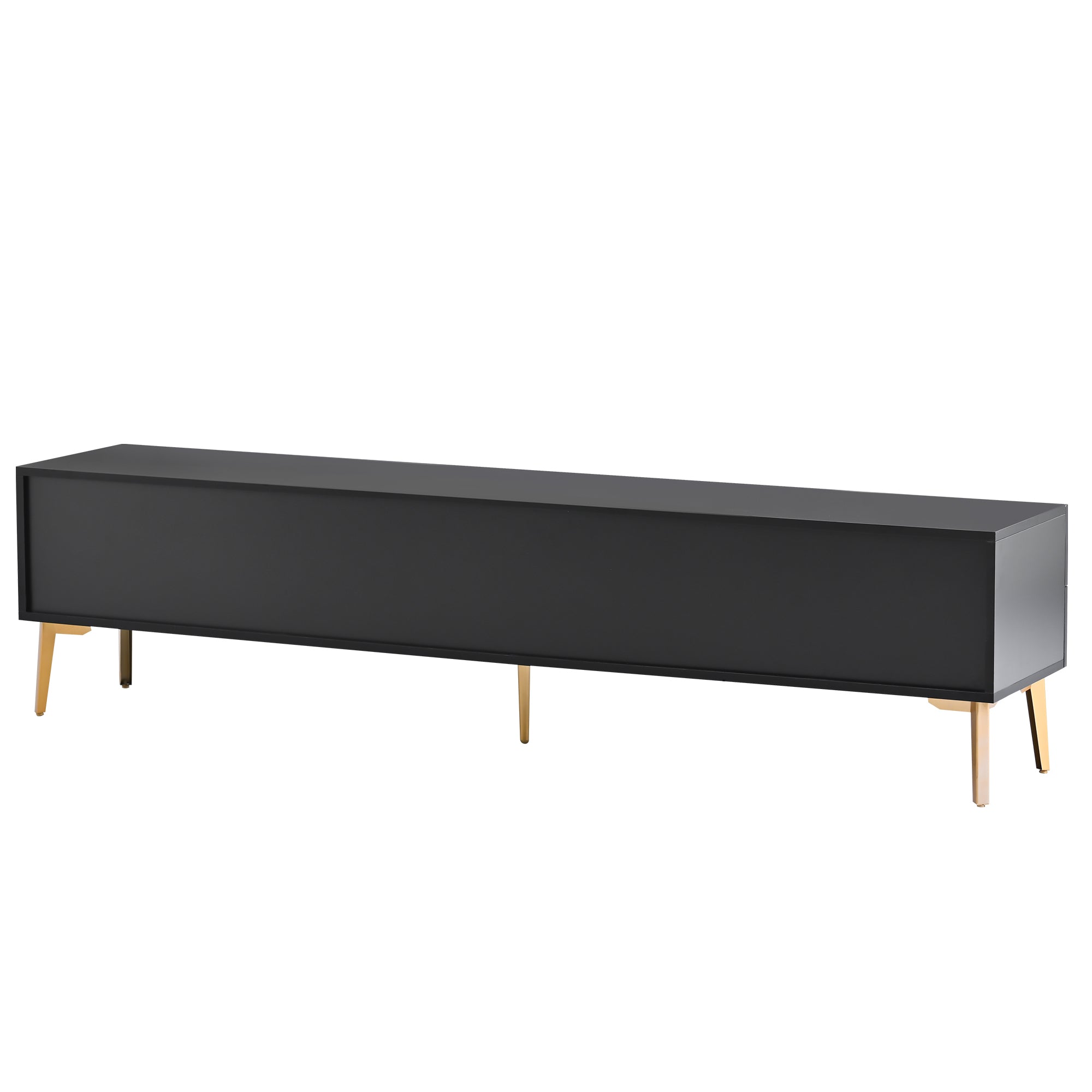 Modern TV Stand with 5 Champagne legs for TVS up to 77" - Black