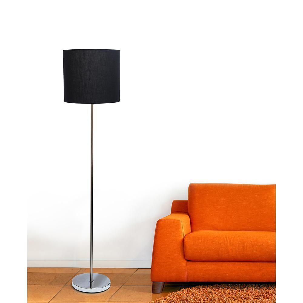 Brushed Nickel Drum Shade Floor Lamp - Black
