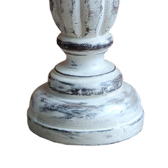 Handmade Wooden Candle Holder with Pillar Base Support - Distressed White (Set of 3)