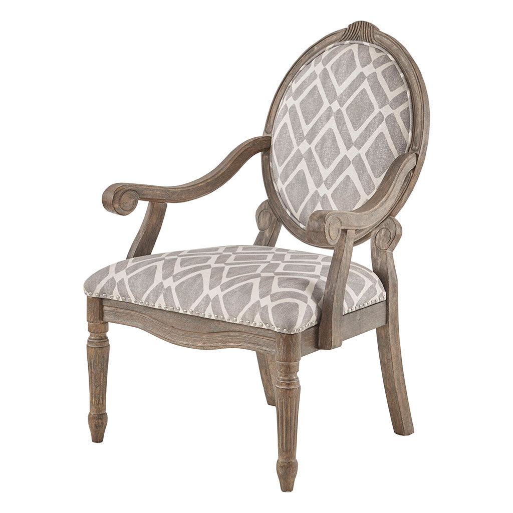 Brentwood Exposed Wood Arm Chair - Brown/ Grey