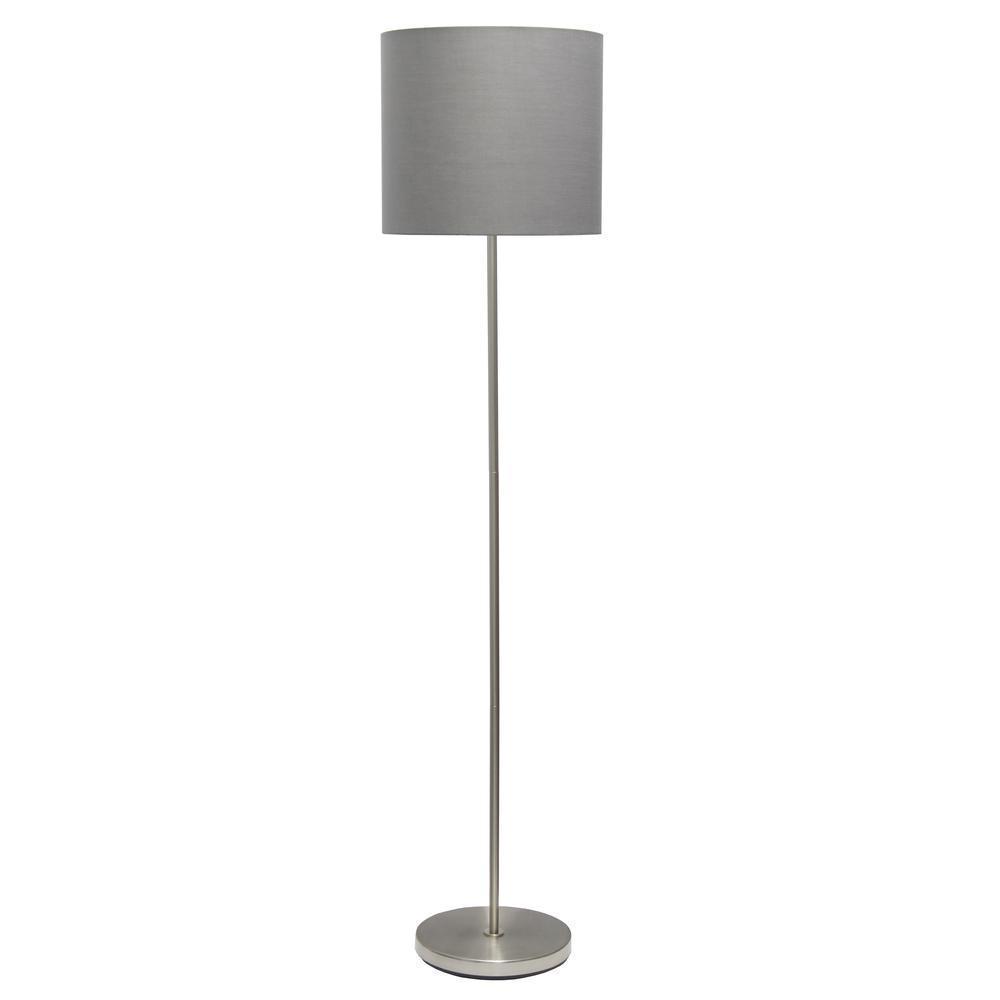 Brushed Nickel Drum Shade Floor Lamp - Grey