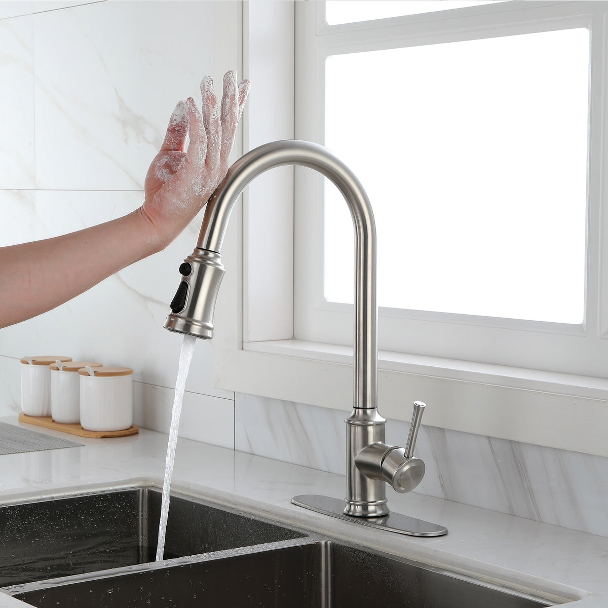 Touch Kitchen Faucet with Pull Down Sprayer - Brushed Nickel