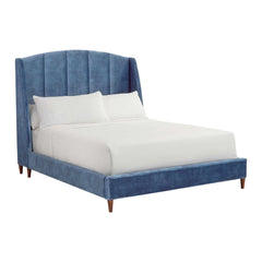 Queen Size Bed Arched Wingback Headboard - Navy Blue