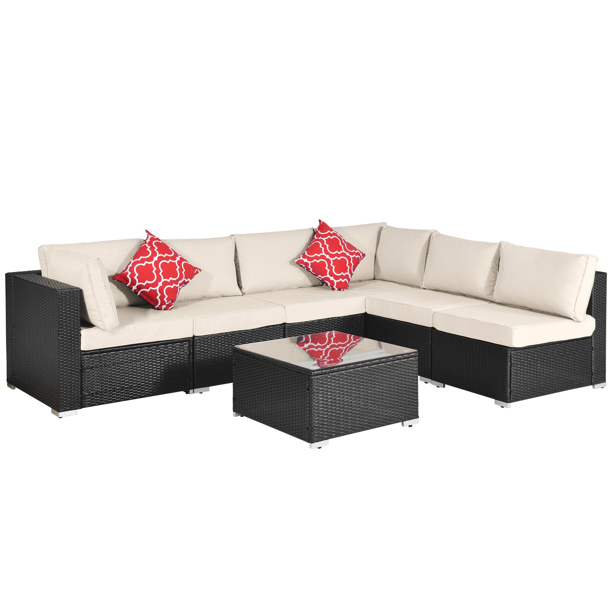 MAICOSY 7-Piece Outdoor Patio Furniture, PE Rattan Sectional Sofa Porch Decor