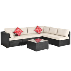 MAICOSY 7-Piece Outdoor Patio Furniture, PE Rattan Sectional Sofa Porch Decor