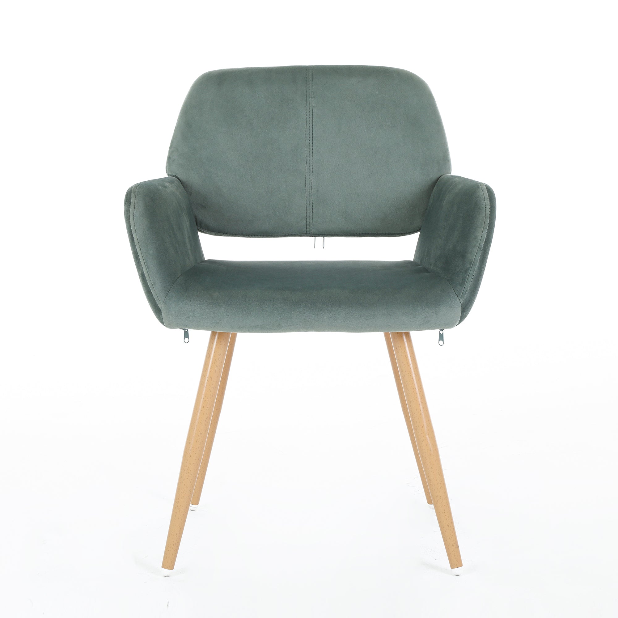 Velvet Dining Chair with Metal Leg - Green + Beech Wooden Printing Leg