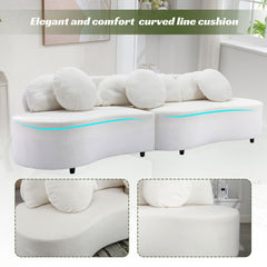 103.9" Modern Living Room Sofa Velvet Upholstered Couch Furniture - Beige