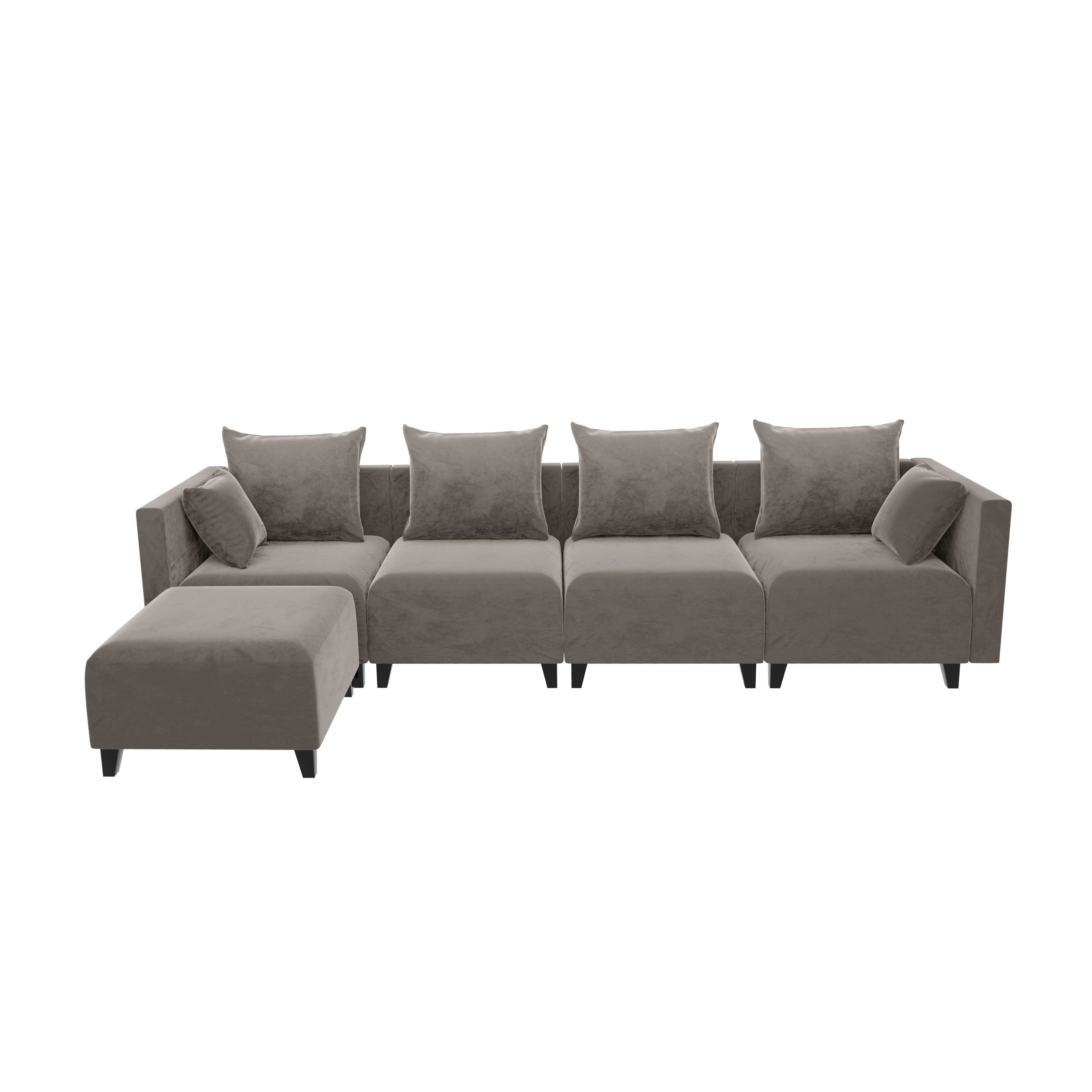 Sectional Sofa modular Couch L Shape with  Pillows - Camel