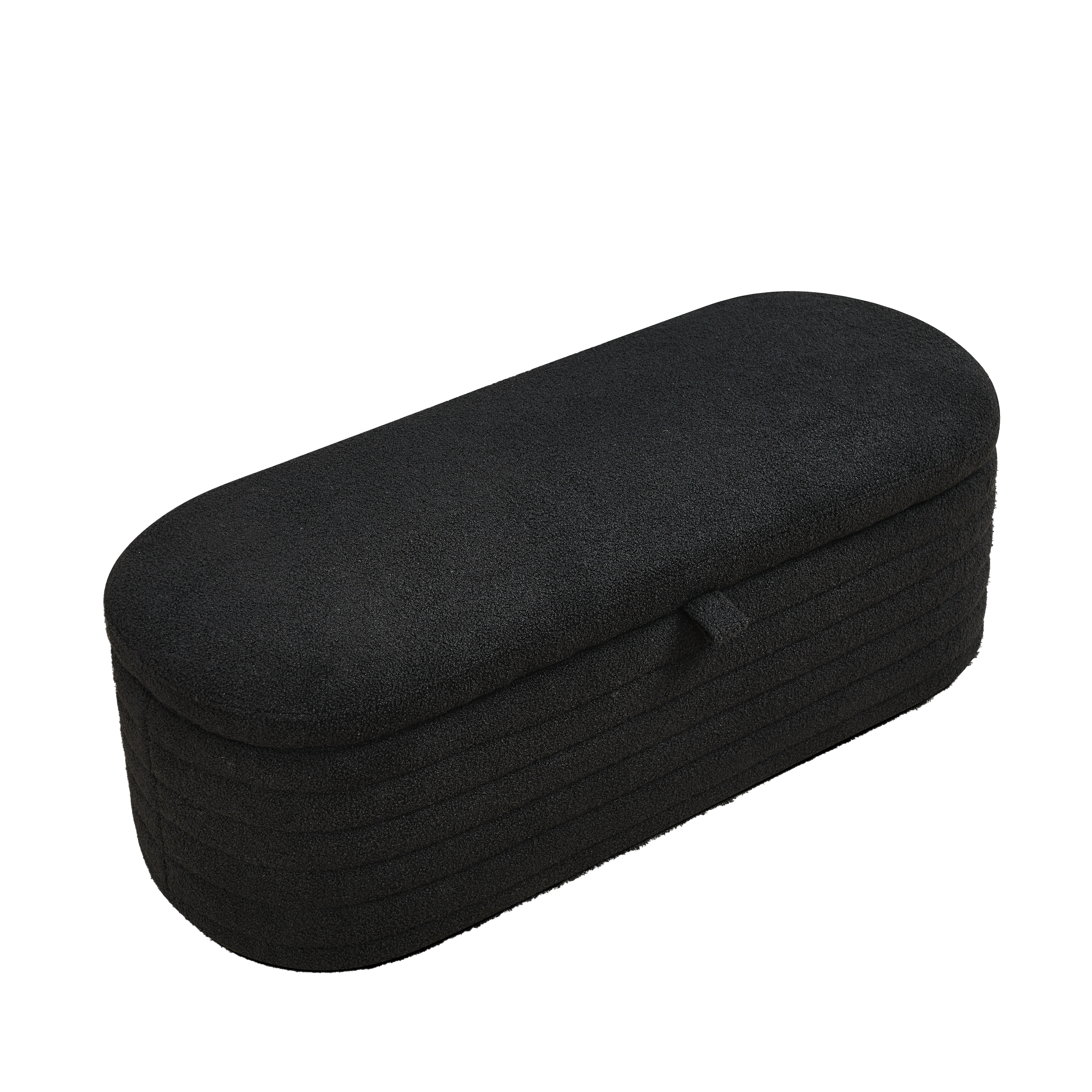 Storage Ottoman Bench Upholstered Fabric Storage - Black teddy