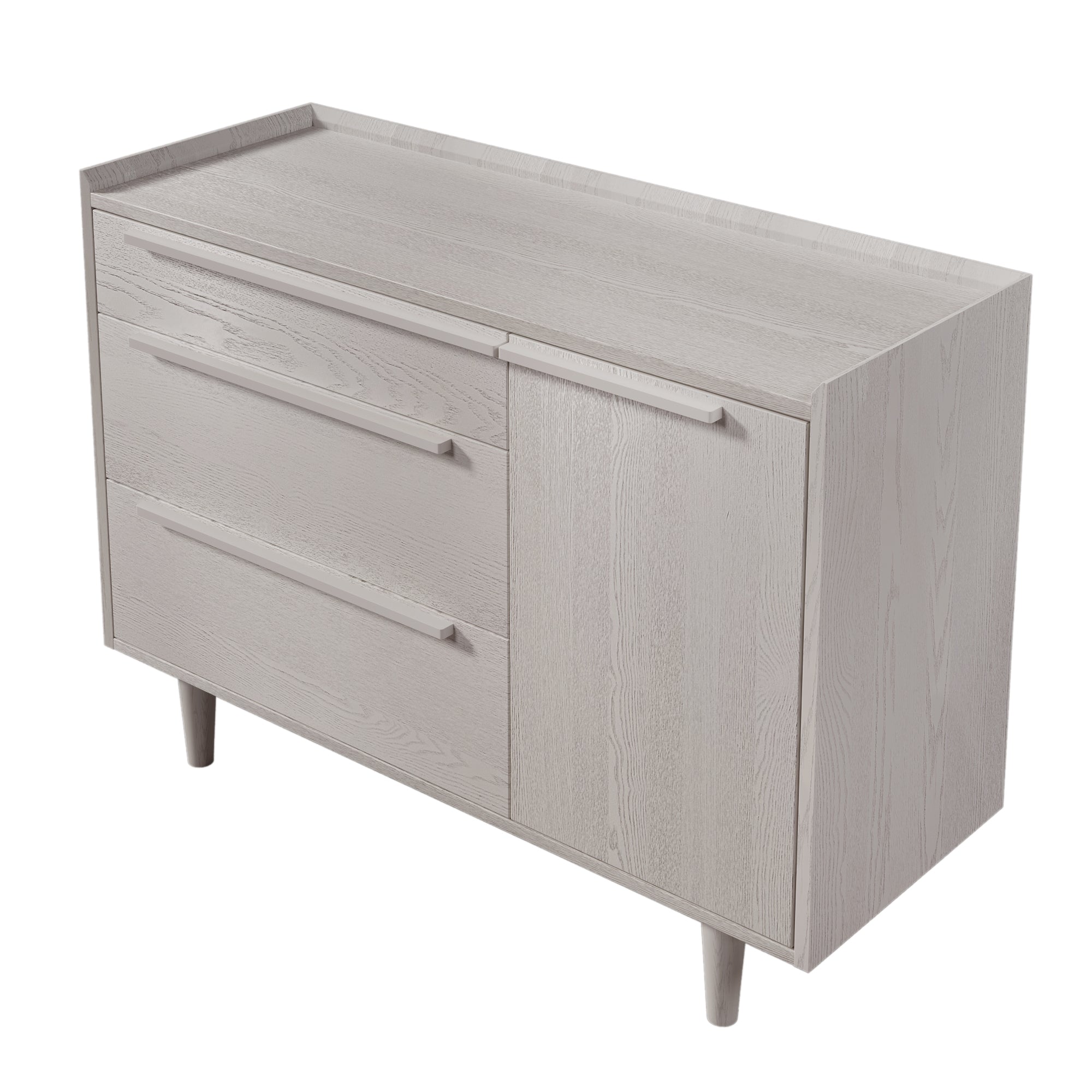 Modern Style Manufactured Wood 3-Drawer Dresser with Solid Wood Legs - Stone Gray