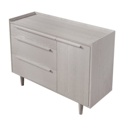 Modern Style Manufactured Wood 3-Drawer Dresser with Solid Wood Legs - Stone Gray