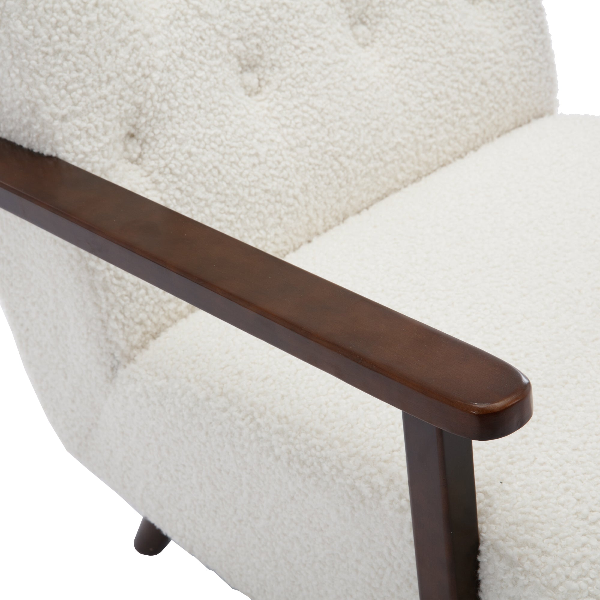 Wood Frame Modern Accent Chair Lounge Chair - White Teddy