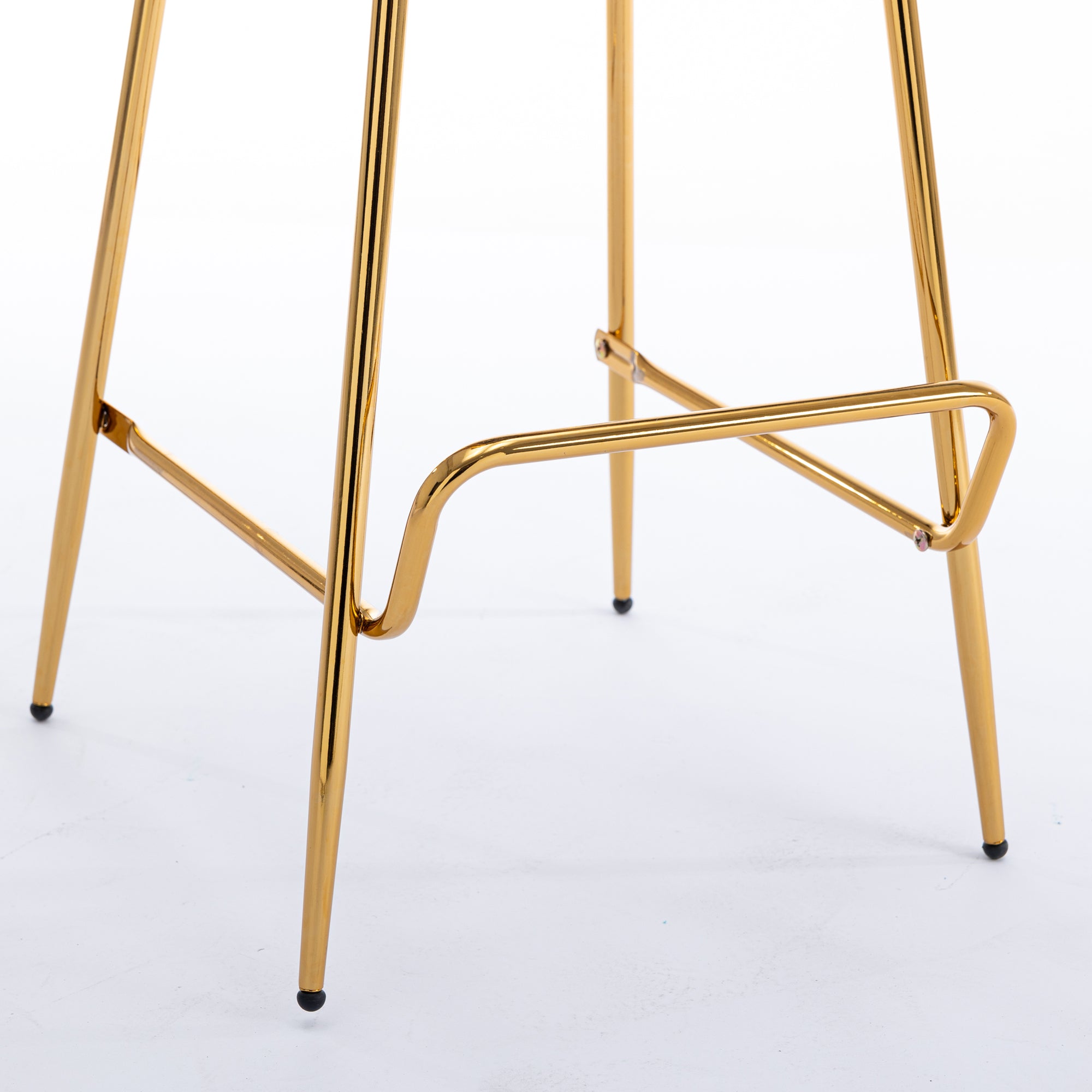 Luxury Velvet  High Bar Stool with Metal Legs and Soft Back - Camel