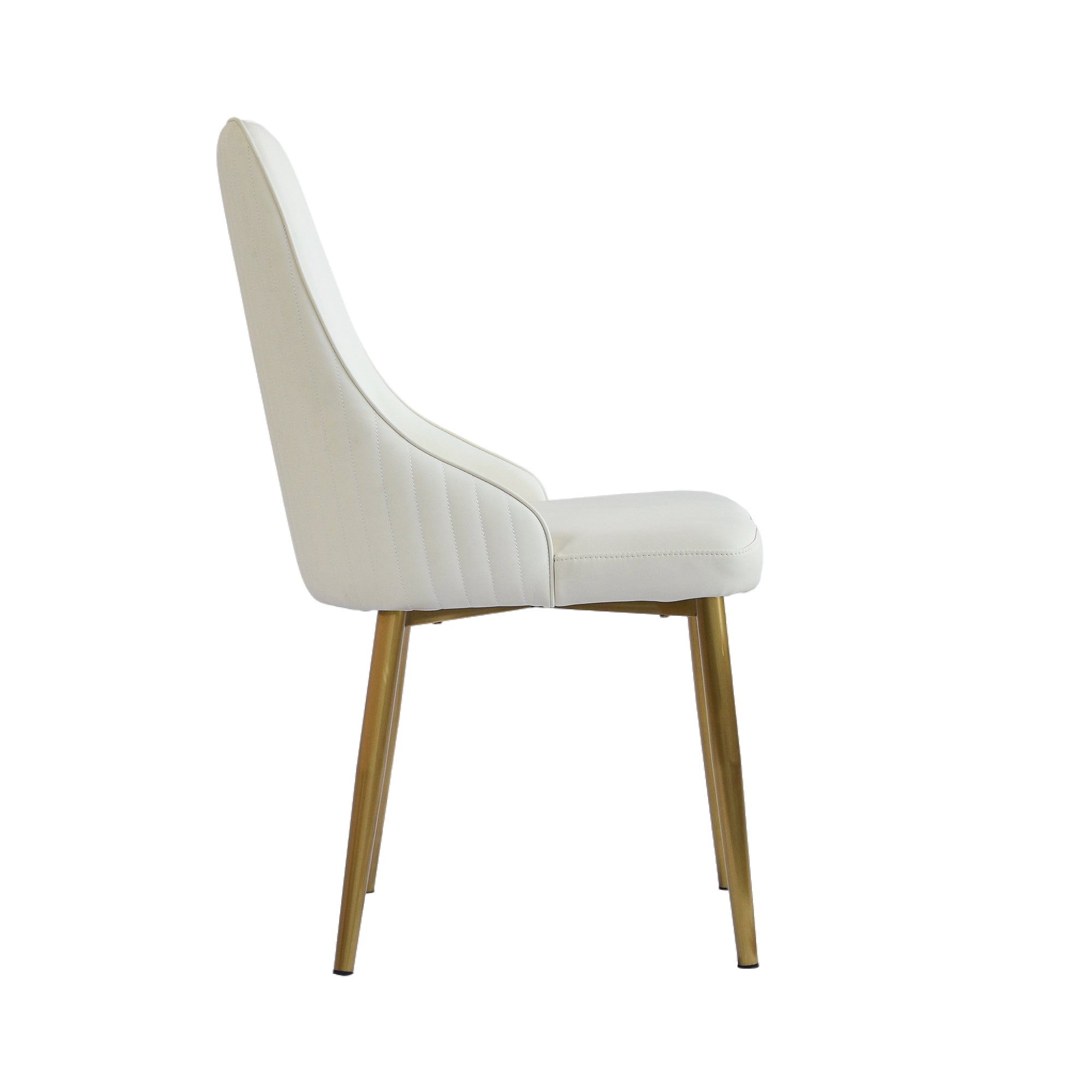 Modern Dining Chairs With Solid Wood Metal Legs (Set of 2) - White
