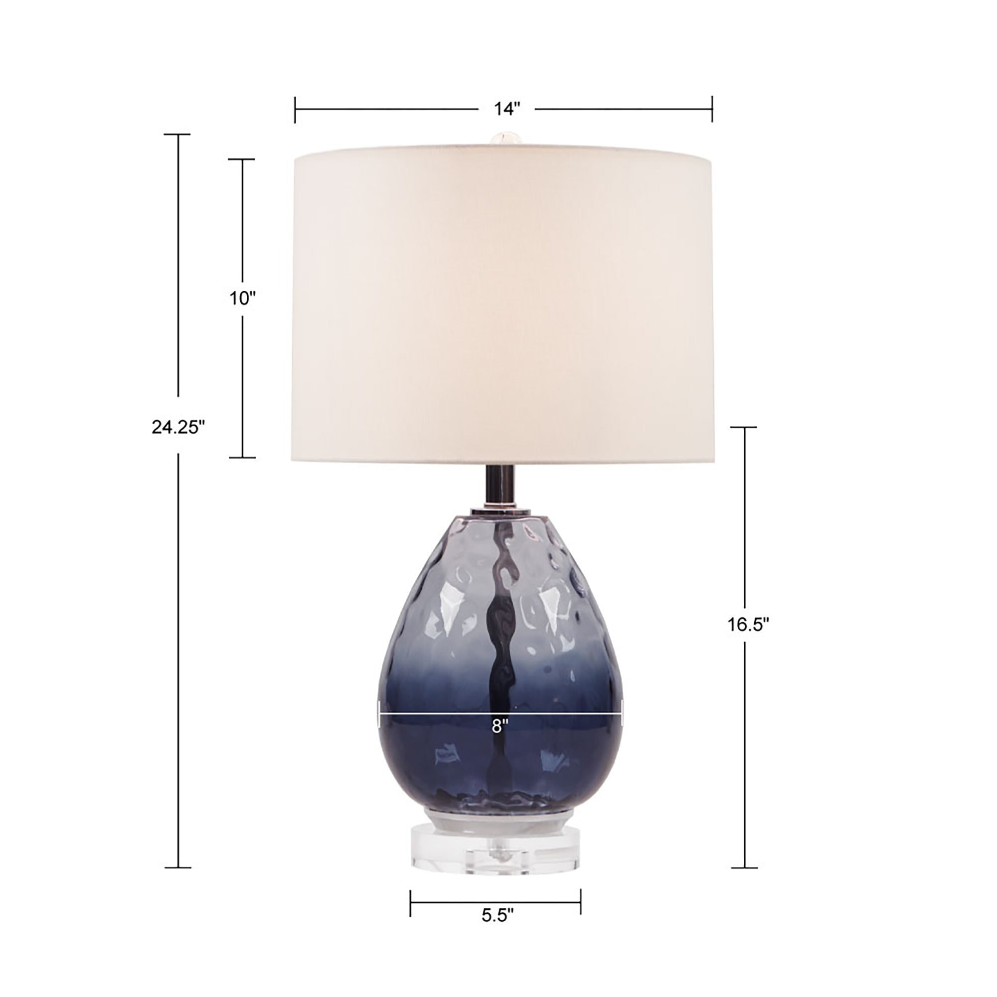 Borel Ombre Glass Table Lamp - Dark Blue