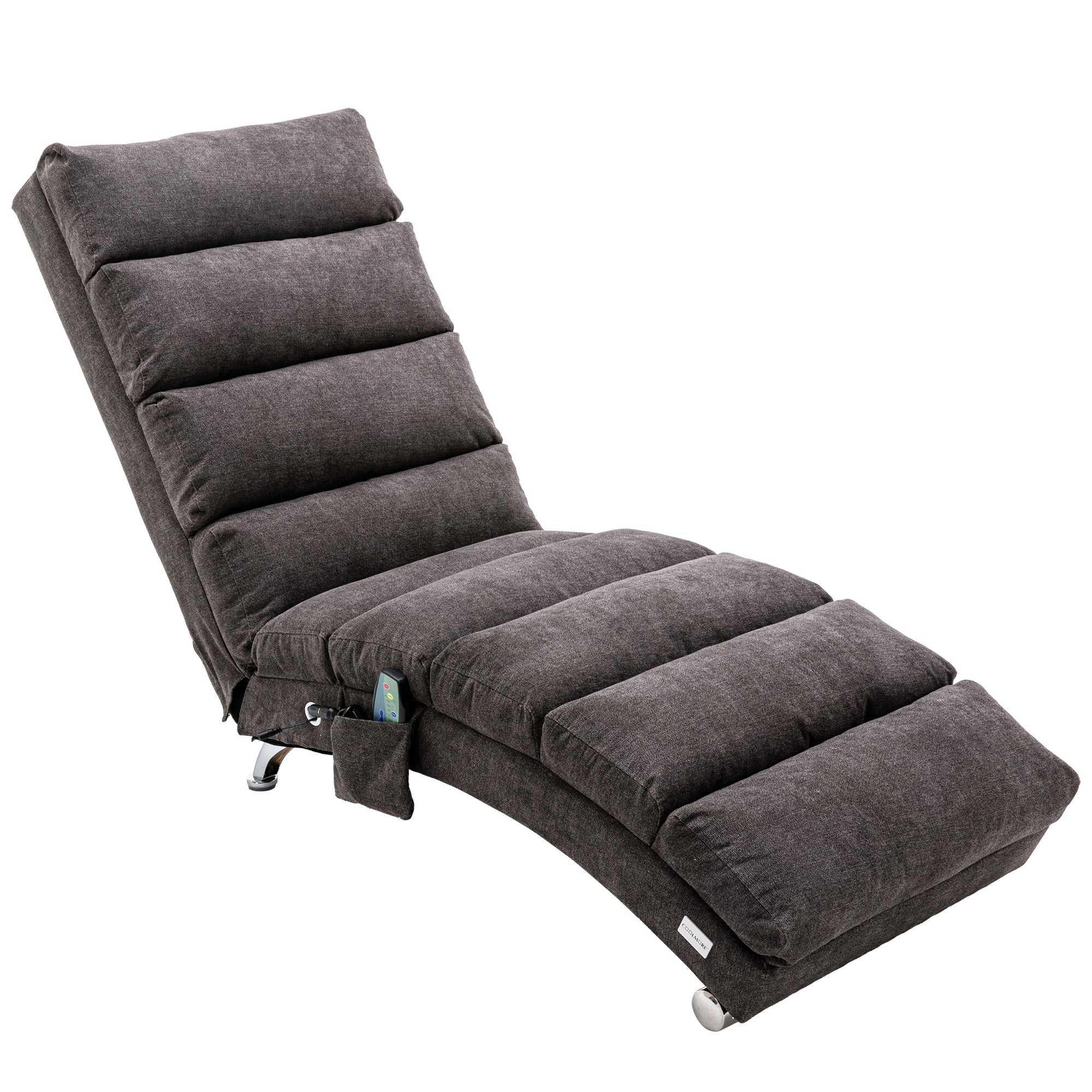 Linen Modern Long Lounger Chair - Dark Gray