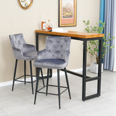 Modern Bar Chair with Armrests and Footrests (Set of 2) - Dark Grey