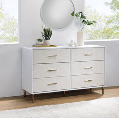 Contemporary Dresser - White, Champagne & Gold Finish